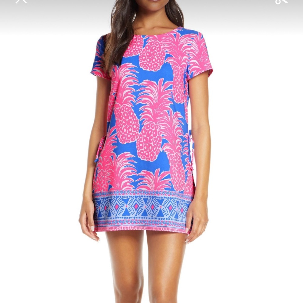 Lilly Pulitzer Blue Haven Little Flamenco Pineapple Blanca Stretch Romper Size 4